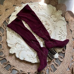 Carlos Santana Quantum Burgundy Knee High Boots Size 9 and 9 1/2